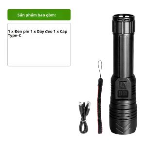 7000000LM Đèn Pin LED Siêu Sáng Có Thể Sạc Lại 3 Chế Độ Zoom Đèn Cầm Tay Khẩn Cấp Cắm Trại Câu Cá Đèn Pin Có Thể Điều Chỉnh Tiêu Cự