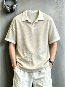 ZHUOCAN | Advanced Sensation Linen Short Sleeve Polo Shirt For Men
