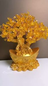 [现货] 24cm黄水晶招财树摆件｜强效招财 × 财源滚滚 × 旺事业运｜24cm Citrine Wealth Tree Ornament｜Wealth • Abundance • Career Boost