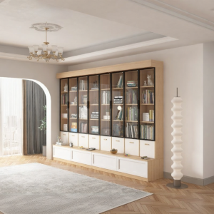 KEBIXIONG | Dustproof Wooden Childrens Bookcase with Glass Doors