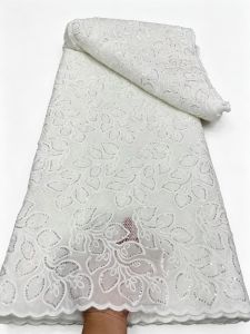 2026 High Quality African Nigerian Tulle Lace Fabric Embroidery Sequins French Guipure Fabric for Party/Wedding Dresses 5 Yards
