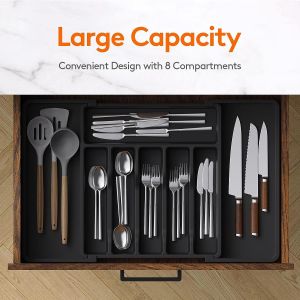 Silver storage box Adjustable cutlery rack shrinkable plastic drawer storage Cutlery Holder Storage tray Spoon Holders