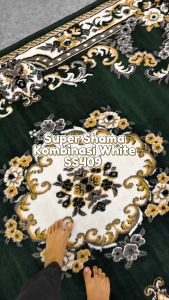 SUPER SHAMA Karpet Lantai 160X210 SS409 Green MIX WHITE