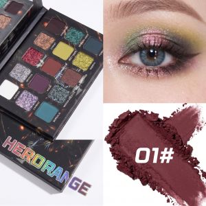 HERORANGE | Bảng Phấn Mắt Herorange 15 Màu Lì Kim Tuyến Nhũ Trang Điểm Mắt Gothic Khói Lâu Trôi Chống Nước Dành Cho Người Mới Bắt Đầu