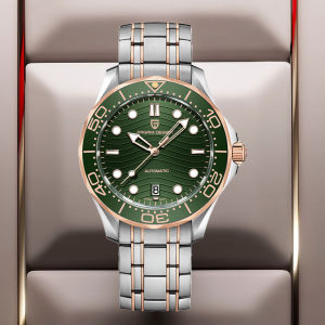 PAGANI DESIGN 2025 New Mens Diving Watches Rose Gold Green Luxury Automatic Watch For Men MIYOTA 8215 Mechanical WristWatch Men