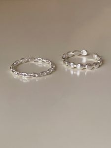 S925 Sterling Silver Thin Ring Womens Oval Shiny Surface Korean Style Fashion Jewelry Open Finger Ring for Daily Wear