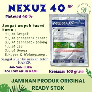NEXUZ 40 SP METOMIL 100 gram basmi semua jenis ulat pada tanaman padi jagung cabe tomat melon bawang merah dan lain-lain dan juga bisa membusukkan telur kaper penyebab sundep