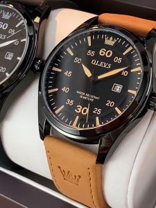 OLEVS 9962 Men Quartz Wrist Watch Wholesale Montre Homme Luxe Original Watch Arabic Classic Watches Gold Vegan Leather