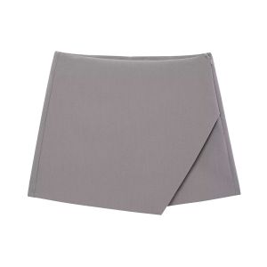 HH Women Elegant Solid Mini Skirt Shorts Side Zipper Asymmetric Hem High Waist Skirts 2025 Summer Lady Slim Shorts Skirts