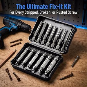 13Pcs Stripped Screw Extractor Set with Case HSS 4341 Damaged Bolt Remover & S2 Steel Screwdriver Bit Kit
