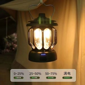 Đèn cắm trại cổ điển ngoài trời mới Đèn cắm trại USB có thể sạc lại Ánh sáng ấm áp Đèn khí quyển Đèn lều di động