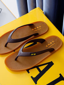 Summer Rubber Mens Thong Slippers Beach Sandals Anti-Slip Wear-Resistant Bathing Bathroom Slippers Casual Style PVC Material