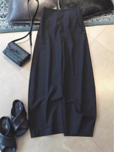 Quần Ống Rộng Cạp Cao Màu Đen Cho Nữ Quần Ống Rộng Dáng Chữ a Thường Ngày Quần Tây Đa Năng Quần Dài Thường Ngày