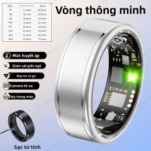 Nhẫn Thông Minh Theo Dõi Sức Khỏe 2025 Đo Nhịp Tim Oxy Máu Máy Đếm Bước Chân Theo Dõi Calo Nhắc Nhở Tin Nhắn Chất Liệu Hợp Kim Đa Chức Năng Dành Cho Nam Và Nữ
