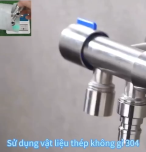 Vòi nước tăng áp INOX 304 vòi nóng lạnh chia 2 đầu ra tiện ích