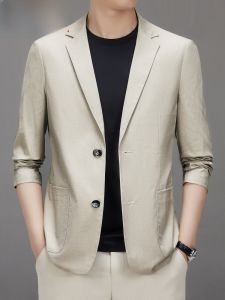 HENGYUANXIANG | Spring Summer Mens Casual Thin Cotton Linen Jacket Anti-Wrinkle Breathable Comfortable Fit Standard Style Fashion Urban Wear