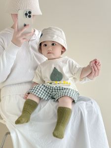 Summer Infant Toddler Boys Girls Cotton T-Shirt Striped Short Sleeve Two-Piece Set Comfortable Breathable Outfit for Babies