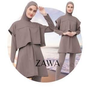 Damla Sport Muslimah Swimwear Brown - Baju Renang Wanita Hijab Syari Remaja