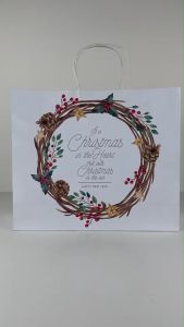Túi giấy Kraft Trắng Noel Xmas Giáng Sinh - Size 36 x 30.5 x 12cm. Mã XMAS07T
