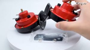 12v Universal Car Dual Tone Car Snail Horn 2pcs Super Loud Horn Compressor With Mounting Kits For Car Motorcycle Truck Boat Train Car Accessories Ready Stock