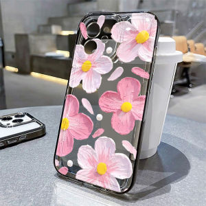 Pink Peach Flower For iPhone 17 16 11 15 12 13 14 Pro Max Case 17 Air 17pro Max iPhone11 iPhone17 Clear Back Cover Bumper Funda