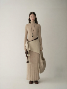 INSIS FEMME | Irregular Stripes High Collar Wool Knit Set