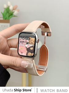 Apple Watch Band Wide Version Magnetic Silver Buckle Luxury Leather Womens Style Intelligent Watch Creative Female Model Band