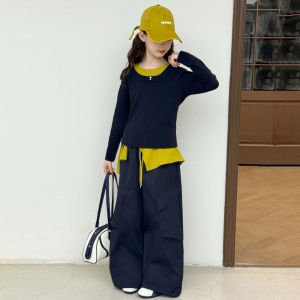 MPW | Girls Fashionable Two-Piece Set Spring Autumn Korean Style Base Layer Shirt And Scarf Middle Large Childrens Clothing