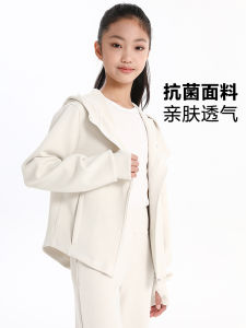 Meng Gege Girls Sports Jacket Skin-friendly Sweat-wicking Childrens Hooded Gym Training Suit Short Top Spring Autumn New Style
