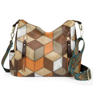 Retro Large Capacity Soft Leather Crossbody Mom Bag Casual Style Womens Tote Bag Fashionable Middle-aged Bag Trendy Grandmother Bag