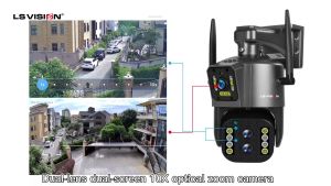 กล้องเชื่อมโยงเลนส์คู่ 4MP 10X ซูมออปติคอล PTZ IP Wi-Fi