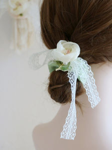 Elegant Lace Hair Ties Womens High Bun Hair Accessories Fairy Beauty Original Design Silk Material Fresh out New Fashion