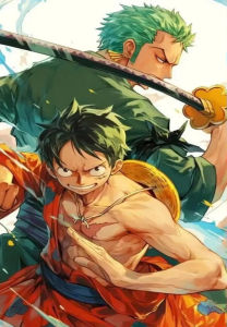 Bandai | One Piece Anime Luffy Zoro Wano Nhân Vật Tranh Sơn Dầu Hiện Đại Trang Trí Treo Tường Unframed Quà Tặng Cho Phòng Khách Phòng Ngủ