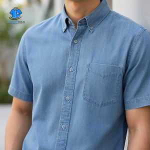 Mens Slim Fit Denim Shirt 100% Cotton Long Sleeve | Sky Blue Deep Blue S-4XL | Stylish Casual Smart Casual Kemeja Denim Lelaki Malaysia