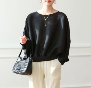 Miyake เสื้อยืดจับจีบระดับไฮเอนด์ดีไซน์เนอร์โมเดลไม่ได้ใช้งานสไตล์หลวมๆเสื้อลำลอง #3607