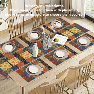 VIKAMA Retro Ethnic Traditional Linen Table Runner Festival Party Farmhouse Restaurant Table Decoration Outdoor Picnic Decor