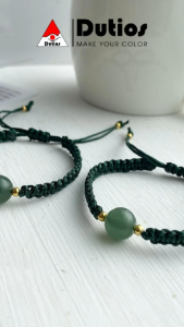 Vòng tay Bích Ngọc Bình An Dutios dây rút mix bi vàng đồng thau bền màu VNB001 cho nam nữ