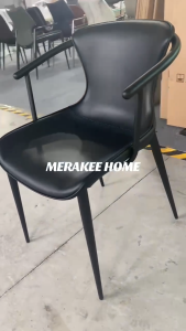 MERAKEE Dining Chair Saddle Leather Black/Gold/Rose Gold/Silver Stand  Dining Room Furniture TS3651