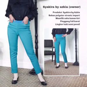 Celana kerja kantor bahan casual wanita terbaru kekinian pinggang karet polyester premium stretch