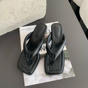 Dép Cao Gót Bằng Da Thật Cho Nữ Mùa Hè Mới Thời Trang Ngoài Trời Dép Đế Dày Dép Đế Mềm Dép Mùa Hè Cho Nữ Dép Xỏ Ngón Phong Cách Hàn Quốc