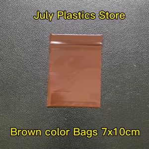 ถุงซิปสีชาทึบแสง ขนาด 7x10 ซม.(แพค 100ใบ) Brown ถุงใส่สมุนไพร ป้องกันแสงแดดฝุ่น และความชื้น ถุงซิปใส่ของเล็ก ถุงซิปแบบ A คุณภาพดี โดย July Plastics