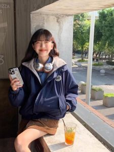 Womens Casual Loose Fit Fleece Lined Stand Collar Jacket Autumn Winter New Style Versatile Cotton Outerwear Slimming Trendy