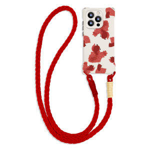 Silicone Phone Case with Lanyard Strap Full Cover Anti-Fall for  16 plus Backpack Style Crossbody Simple Cartoon Design