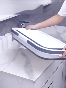 Folding Silicone Pail Mop Bucket With Handle Collapsible Wash Pail Basin For Travel