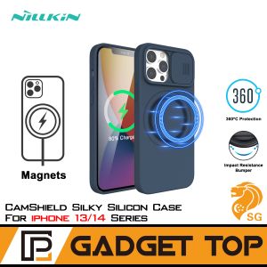 Nillkin CamShield Silicone Magnetic Case for iPhone 14 / iPhone 14 Max / iPhone 14 Pro / 14 Pro Max Phone Cases Silky Soft Silicone Slide Camera Protection MagSafe Cover Back Cover