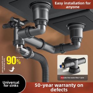 Odor Prevention Dual Basin Sink Drain Set