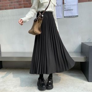 New Trend Mall Quality Elegant Plain Pleated high waist mid length long skirt for Women Casual Formal Attire
