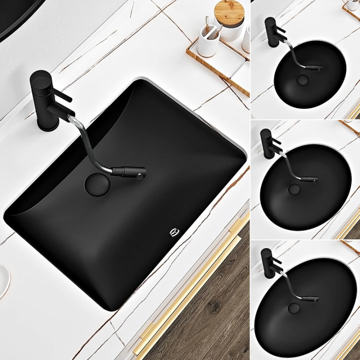Black Undercounter Basin Square Ceramic Hand Washing and Face Washing ...