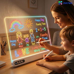 LED Drawing Board for Kids Rechargeable Light-Up Acrylic Neon Board with Timer and Built-in Stand Digital Battery