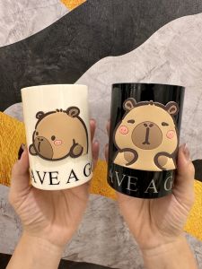 Cute Cartoon Couple Toothbrush Cups Matching Dental Care Set High Aesthetic Value Plastic Wash Cup for Home Use And Students